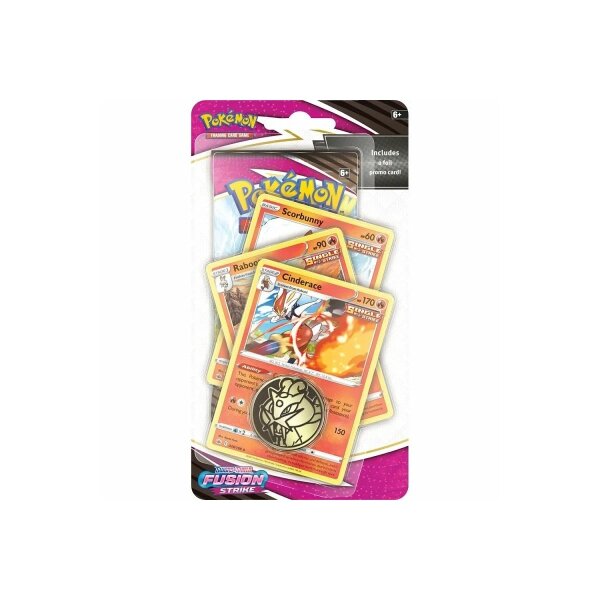 PKM SWSH08 Fusion Strike Premium Checklane Blister 3x Promo Scorbunny ORANGE ENGLISCH - Variante